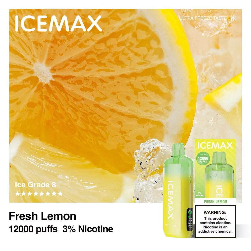 Icemax Ultra Freeze 12000 puff disposable vape | Ice-Blast Cooling | LCD Display | 100% Authentic | Full Flavor Lineup 4 Each icemax disposable vape is engineered with advanced mesh coils, prefilled salt nicotine e-liquid, and smooth draw-activated firing.