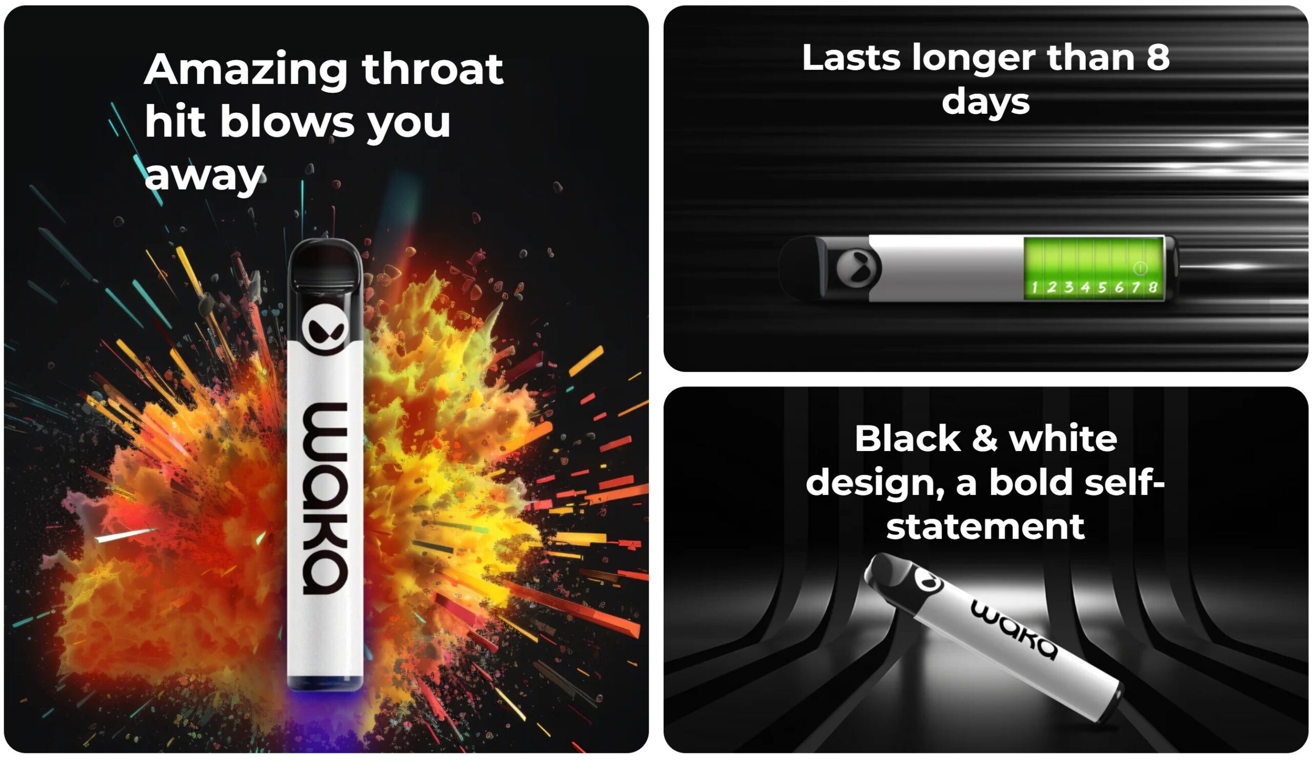 WAKA Solo2 | 11W Powered Up to 4000 Puffs Strong Hit Disposable Vape