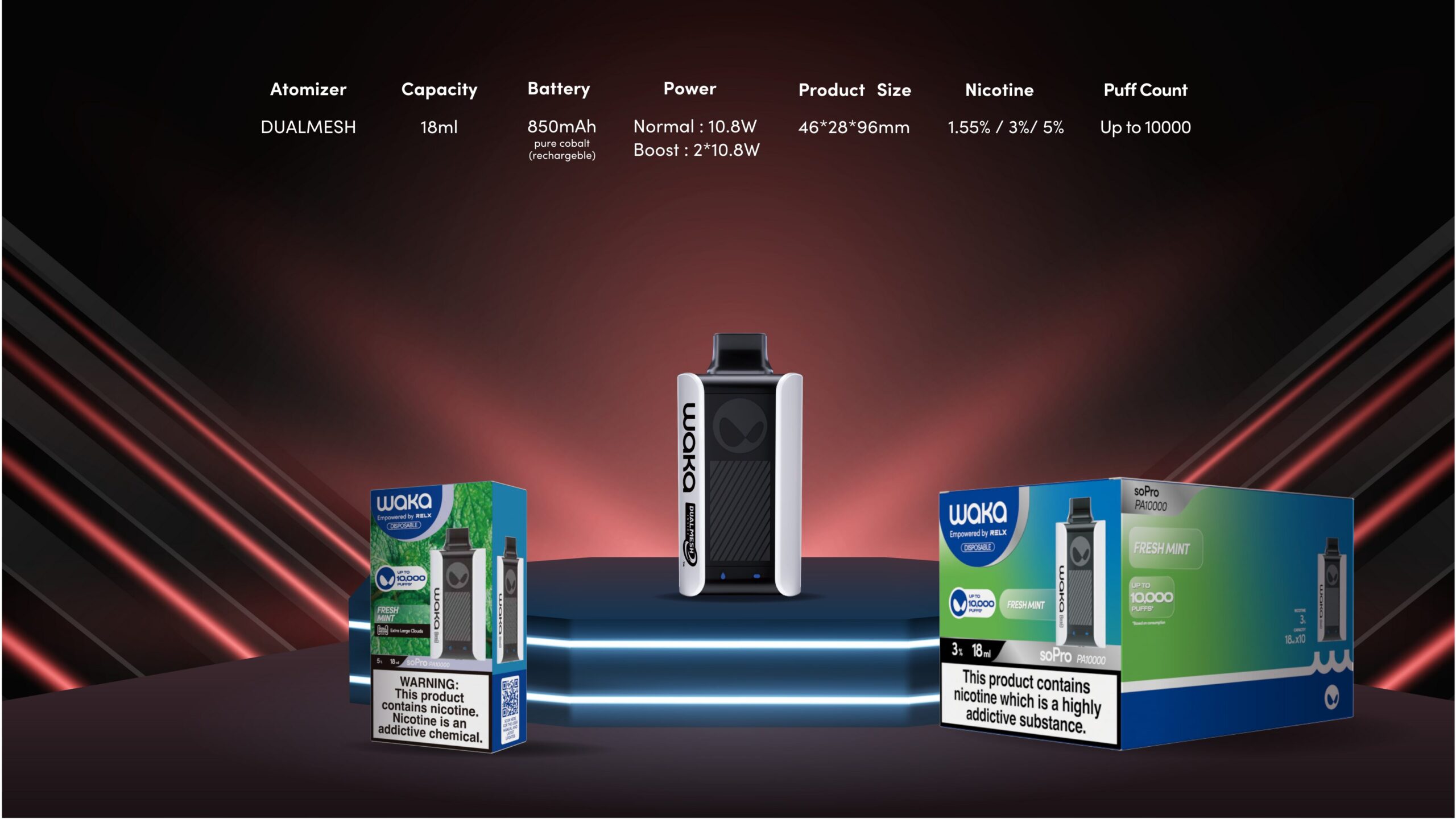 WAKA soPro PA10000 | DUALMESH Boost Mode 10000 Puffs rechargeable disposable vape
