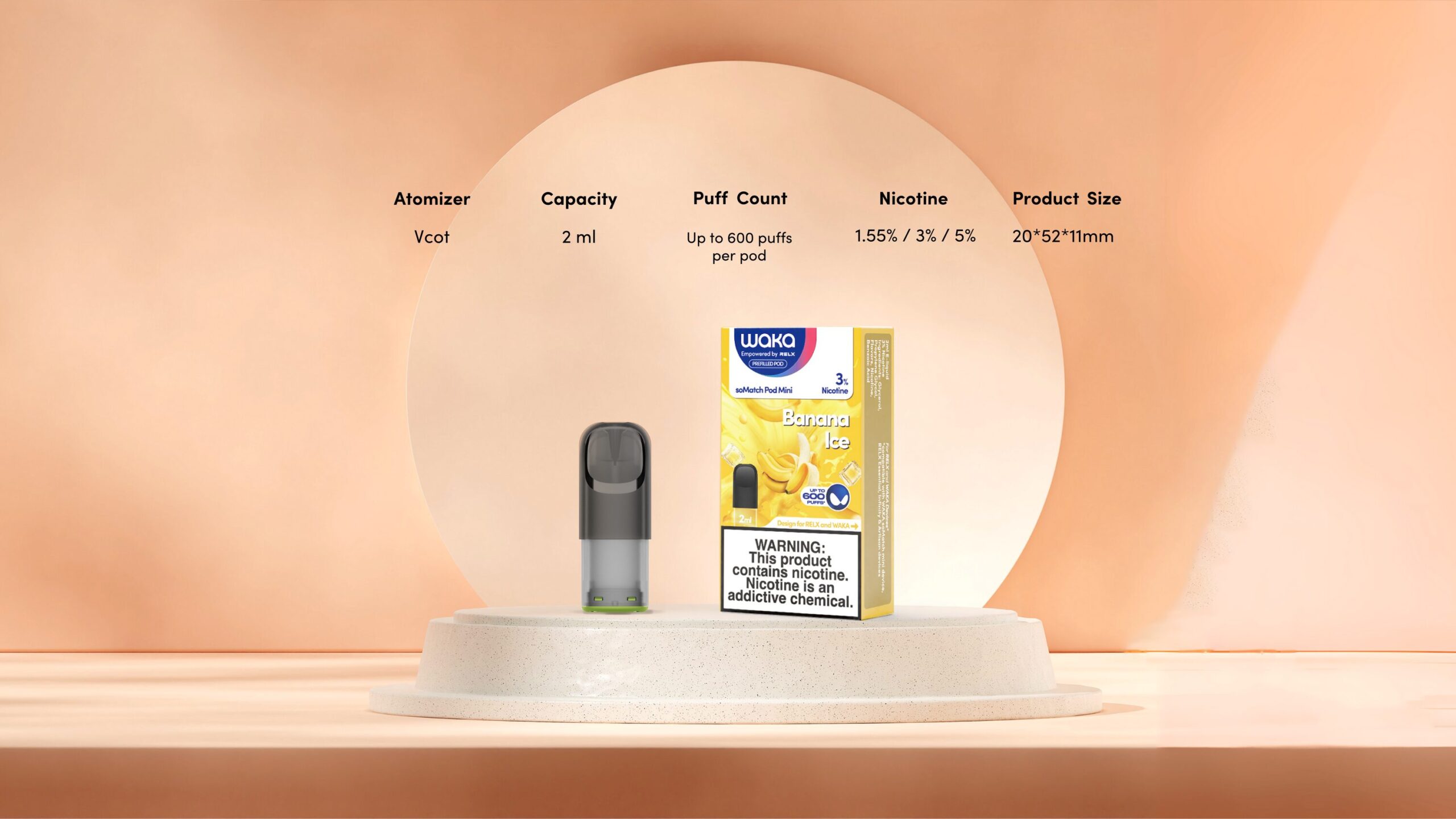 WAKA soMatch Mini Pod | Leak-Resistant Magnetic Pod with Smooth Flavor