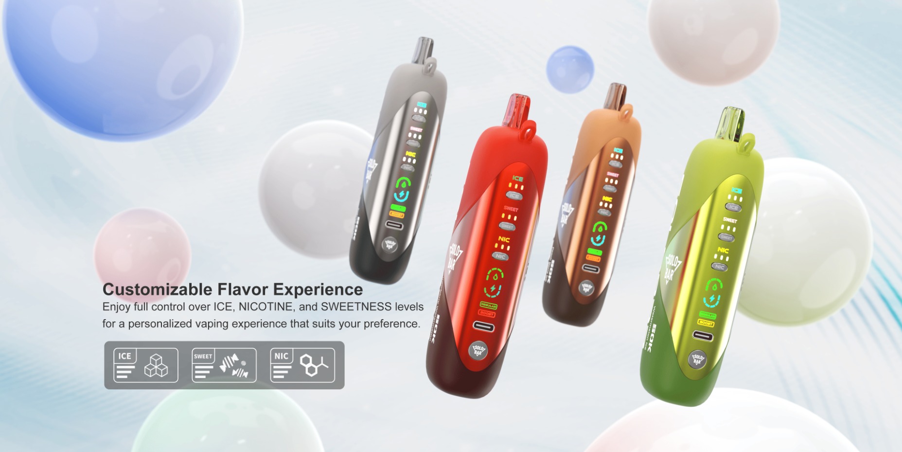 SOLO BAR 50000 口 可调凉度、击喉感、甜度 一次性电子烟 3