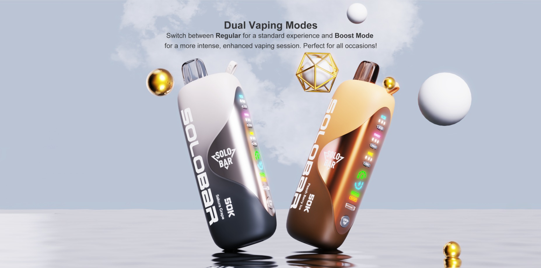 SOLO BAR 50000 口 可调凉度、击喉感、甜度 一次性电子烟 5