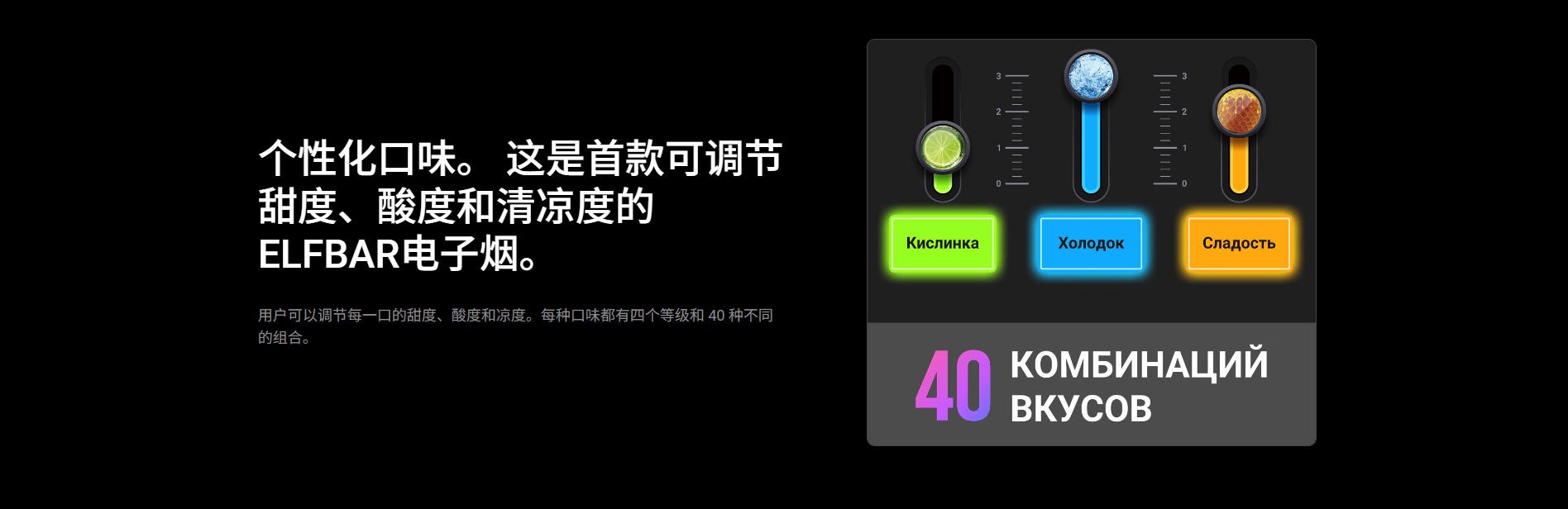 ELFBAR TRIPLEX 30000口 20毫克，可调节酸 甜 冰度 俄版 一次性电子烟 2